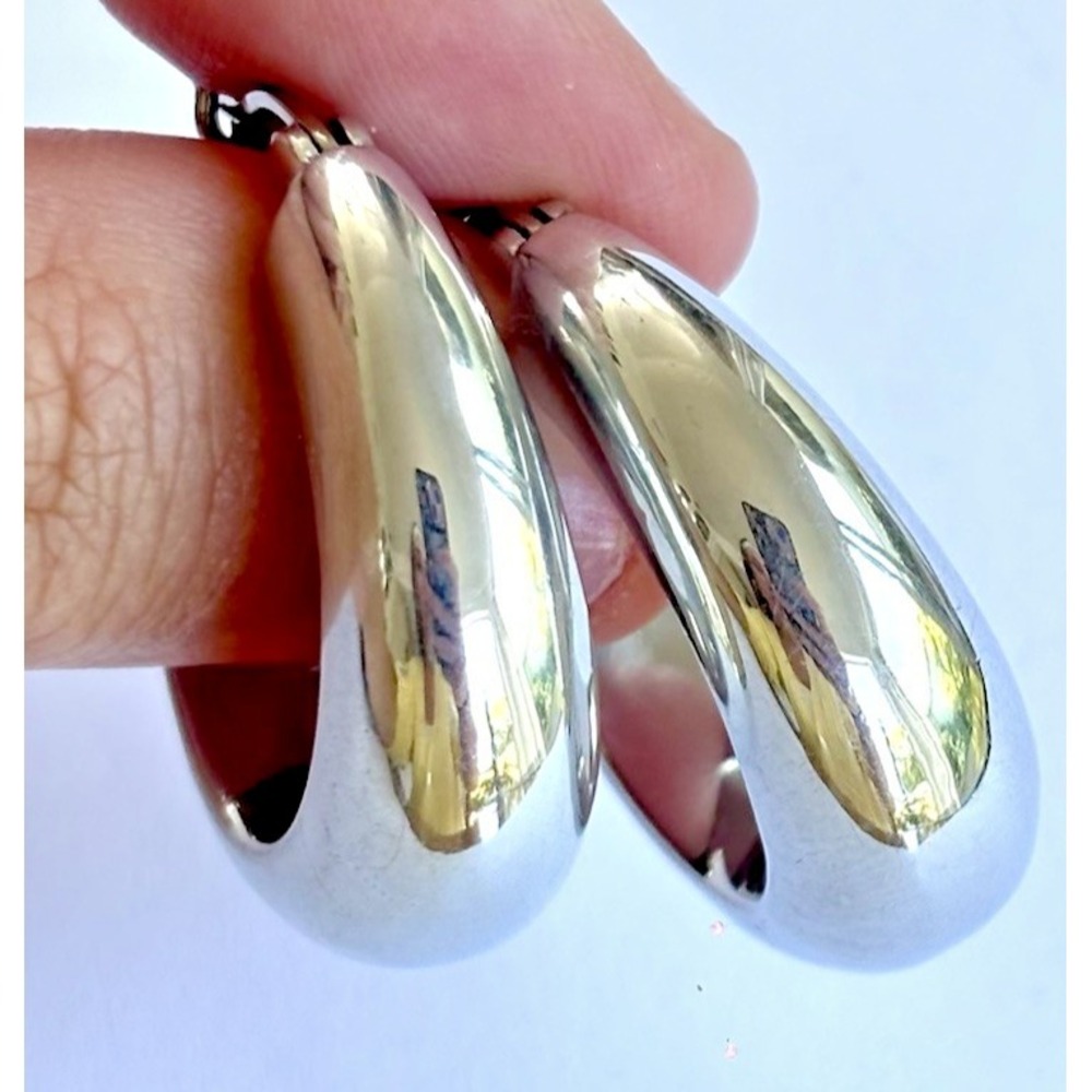 Arthur Court Aluminum Chunky Hoop Earrings 1.25 In Polished Discontinued Jewelry